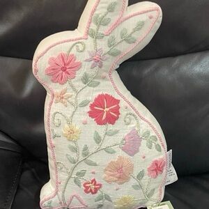Floral Embroidered Bunny Pillow